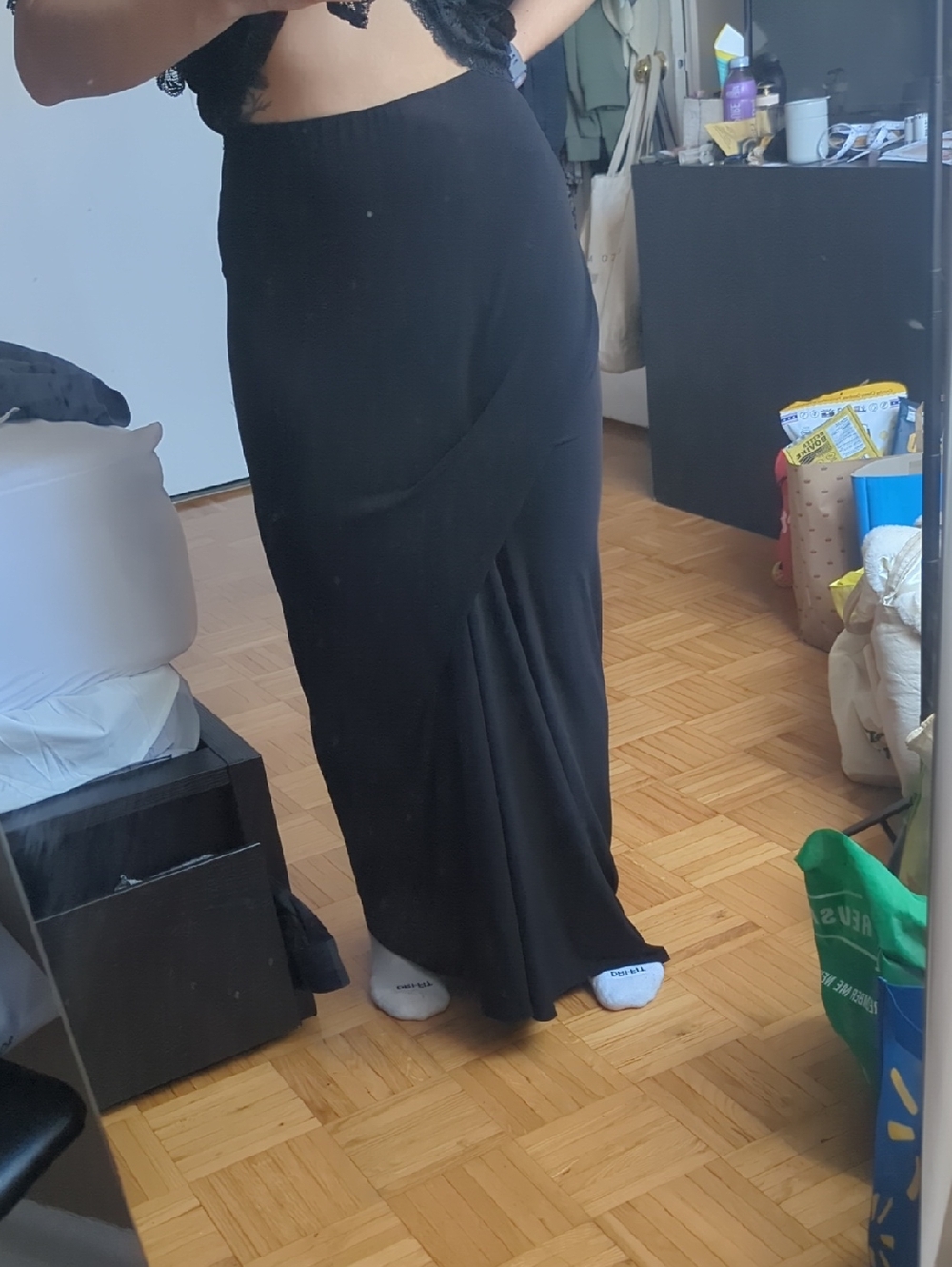 Kenneth Cole Reaction Black Maxi Skirt with Wrap Detail